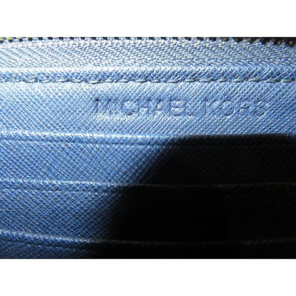 Michael Kors Blue Saffiano Leather Zip around wallet wristlet - Picture 5 of 12